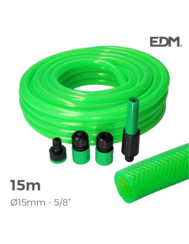 KIT MANGUERA JARDIN Ø INTERIOR 15MM Ø E TERIOR 20MM (5-8") ROLLO 15MTS CON ACCES