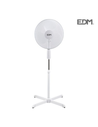 VENTILADOR PIE BLANCO 50W Ø ASPAS 40 CM ALTURA REGULABLE 110 130 CM EDM