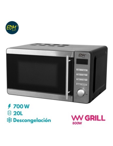 MICROONDAS 20  LITROS CROMADO 700W CON GRILL EDM