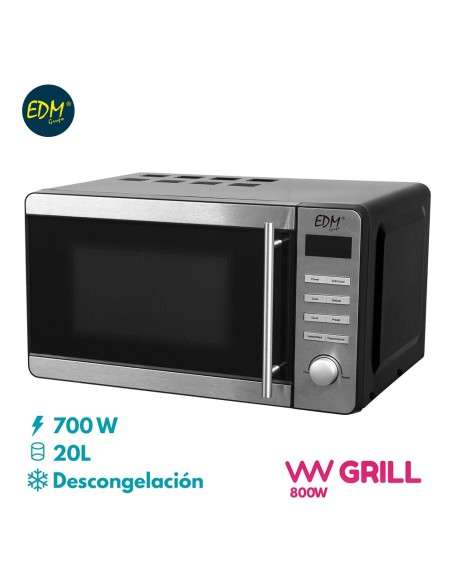MICROONDAS 20  LITROS CROMADO 700W CON GRILL EDM