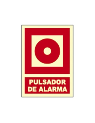 CARTEL SEÑAL PULSADOR DE ALARMA FOTOLUMINISCENTE HOMOLOGADO