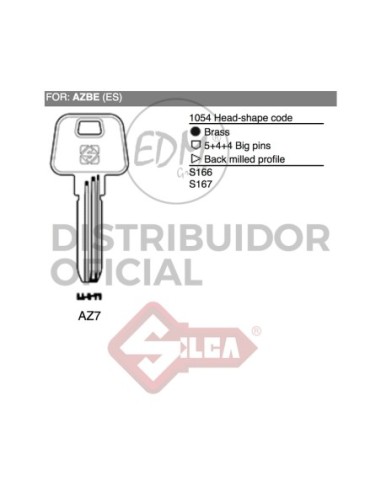 LLAVE LATON AZ7 AZBE   JMA AZ 14