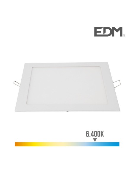 DOWNLIGHT LED CUADRADO 20W 1500LM  22 22CM MARCO BLANCO 6.400K