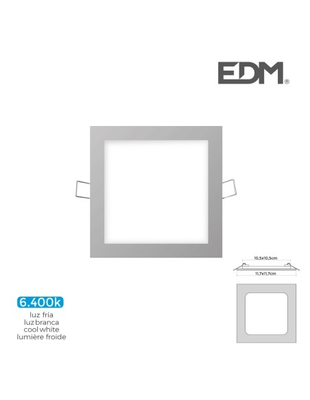 MINI DOWNLIGHT LED LUMECO 6W  320 LUMEN CUADRADO 12CM 6.400K MARCO CROMO