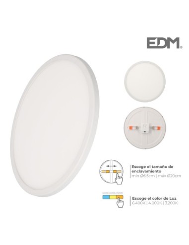 DOWNLIGHT LED MARCO BLANCO 20W REGUL. TAMAÑO EMP. Y TIPO LUZ EDM