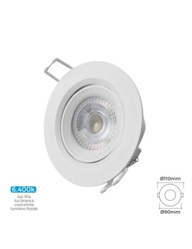 DOWNLIGHT LED EMPOTRABLE 5W 6.400K REDONDO MARCO BLANCO EDM