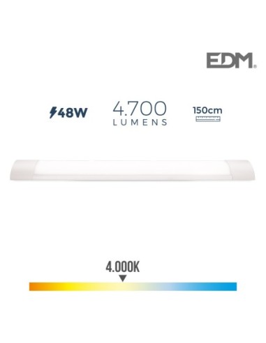 REGLETA ELECTRONICA LED 48W 150CM 4.000K LUZ DIA 4700 LUMENS EDM