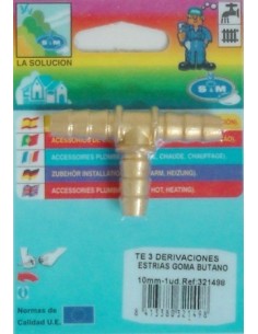 CONECTOR GOMA BUTANO EN T 10MM ESTRIA GOMA LAT S M