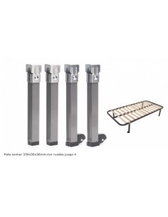 Pata somier 250 30 30mm.con ruedas juego 4