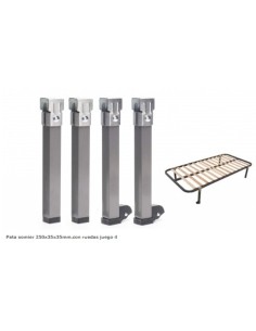 Pata somier 250 35 35mm.con ruedas juego 4