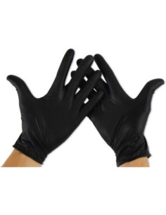 ESTUCHE 100 GUANTES NITRILO NEGRO DESECHABLE SIN POLVO. BORDE ENROLLADO
