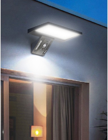 Aplique solar LED Ganda con sensor movimiento y crepuscular 8W 3000   4200   600