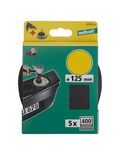 PACK 5 DISCOS DE LIJAR AUTOADHESIVOS AGUA-SECO GRANO 400 Ø125 2218100 WOLFCRAFT