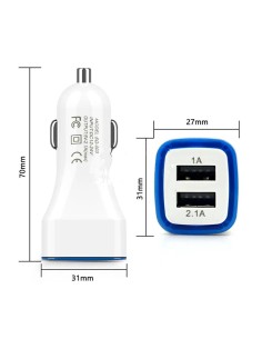 ADAPTADOR CARGADOR DOBLE USB PARA COCHE 12V-24V 5V MA . 2.1A