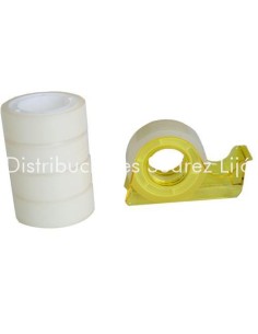 PACK 5 ROLLOS DE CINTA ADHESIVA TRANSP (15MM 10MTS) CON DISPENSADOR