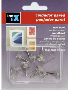 COLGADOR PARA CUADROS SIMPLE . TRANSPARENTE (BLISTER 10 UNID) INOFI