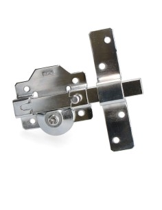 CERROJO DE SOBREPONER NIQUEL CON CILINDRO REDONDO SEGURIDAD Y PESTILLO APERTURA