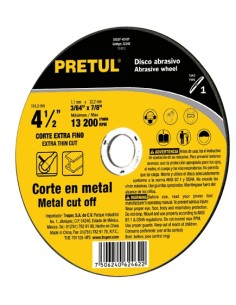 Disco corte fino metal, 115   1mm, Pretul