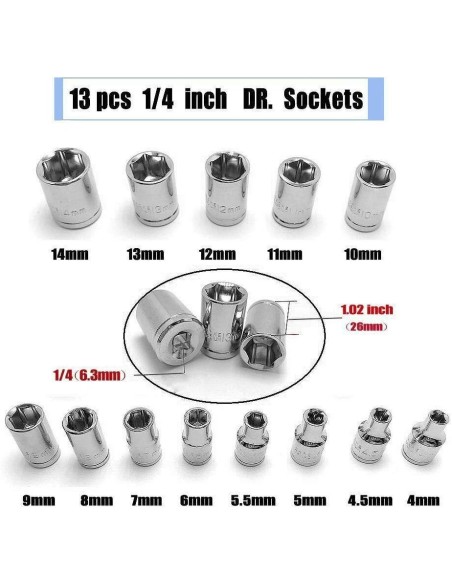 Maletín con llaves de tubo y accesorios