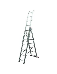 Escalera multiusos Altura de trabajo: 5,1 m, 3 x 7 peldaños, Aluminio