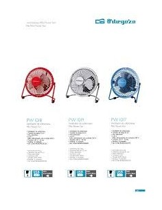 VENTILADOR SOBREMESA ASPAS 10 M ALIMENTAC, USB Y 220 AZUL