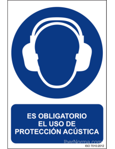 CARTEL SEÑALIZACION 210 300MM PVC OBLIGA USO PROT ACUST NORM