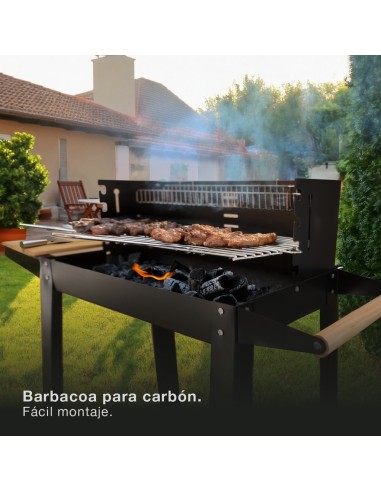 Barbacoa carro portátil Musters de acero para carbón 520mm x 270mm