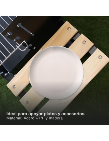 Barbacoa carro portátil Musters de acero para carbón 520mm x 270mm