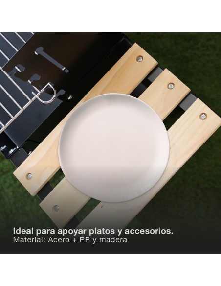 Barbacoa carro portátil Musters de acero para carbón 520mm x 270mm