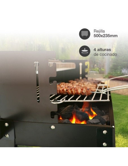 Barbacoa carro portátil Musters de acero para carbón 520mm x 270mm