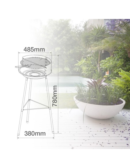Barbacoa portátil Riglos de acero para carbón Ø355mm