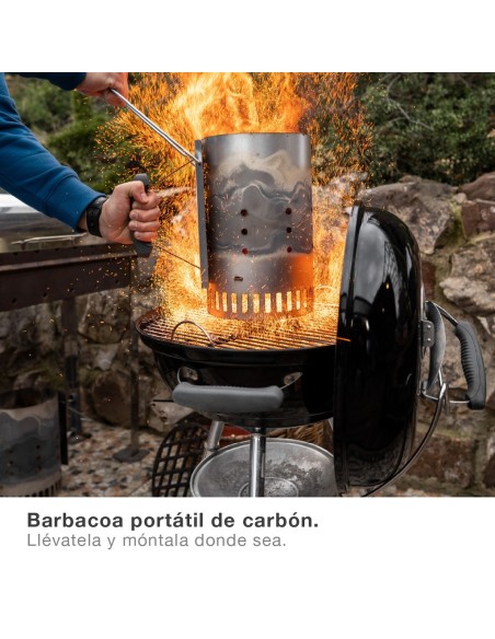 Barbacoa portátil Chasico de acero para carbón con tapa Ø435mm