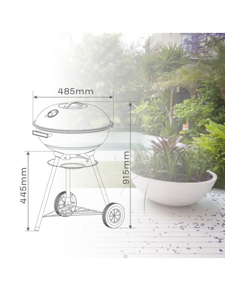 Barbacoa portátil Chasico de acero para carbón con tapa Ø435mm