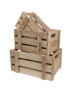 *ULT. UNIDADES* CAJA DE MADERA SET DE 3 UNIDADES COLOR NATURAL