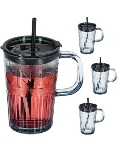 *ULT. UNIDADES* JARRA CON PAJITA PACK 4UNID 20 21 20CM 450ML