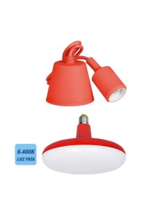 *ULT. UNIDADES* KIT COLGANTE DE SILICONA BOMBILLA INCLUIDA ROJO E 27 24W 6.400K
