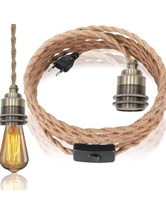 *ULT. UNIDADES* KIT COLGANTE VINTAGE CUERDA CON BOMBILLA ESFERICA INCLUIDA 85CM