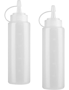 *ULT.UNIDADES*  SET DE 2 BOTELLINES DE PLASTICO PARA SALSAS DISEÑO BBQ KETCHUP-M