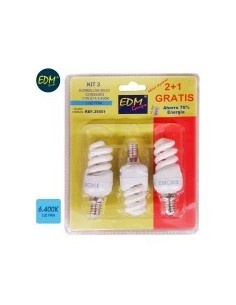 *ULT.UNIDADES* PACK 3 BOMBILLAS BAJO CONSUMO MICRO ESPIRAL E 14 11 W LUZ FRIA 64
