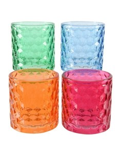 *ULT.UNIDADES* VASO PORTAVELAS 12CM COLORES SURTIDOS