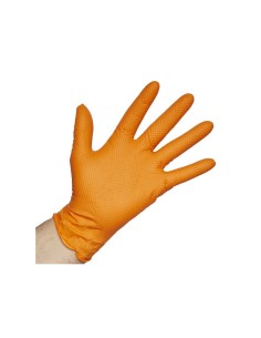 GUANTE NITRILO NARANJA TACTO DIAMANTADO