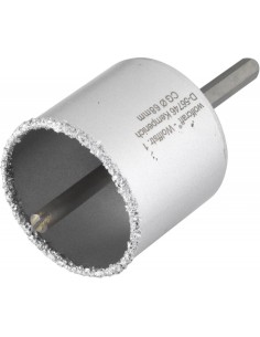 sierra de corona con metal duro con vástago y broca, profundidad de corte 55 mm