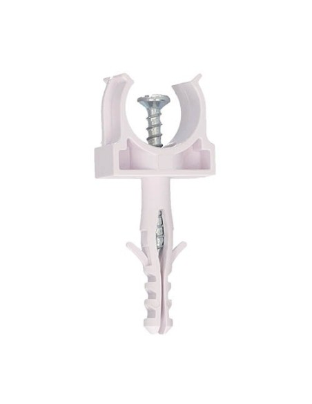 Pack 100u fijadores de tubo con taco Ø16mm