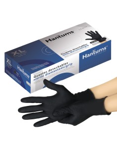 Caja 50 guantes desechables de nitrilo diamantado/grip Negro