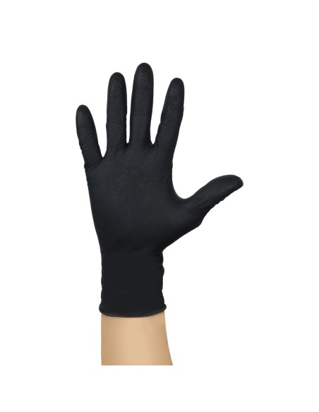 Caja 50 guantes desechables de nitrilo diamantado/grip Negro