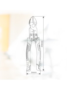 Alicate de corte diagonal 200mm con pelacables y crimpadora