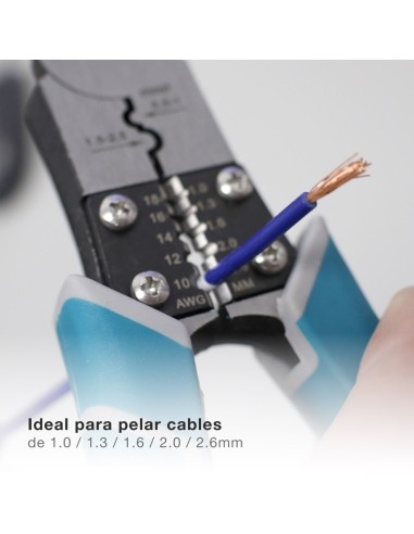 Alicate de corte diagonal 200mm con pelacables y crimpadora