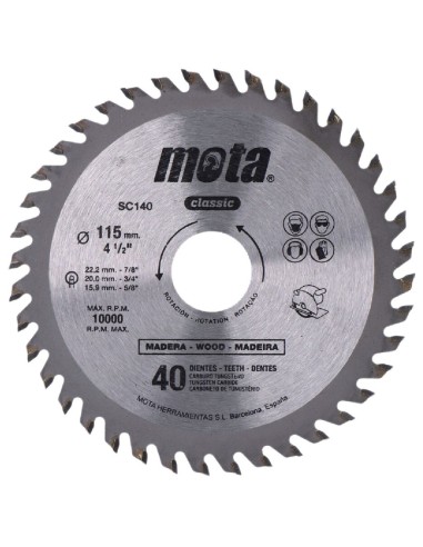 Sierra circular widia 115mm 40 dientes
