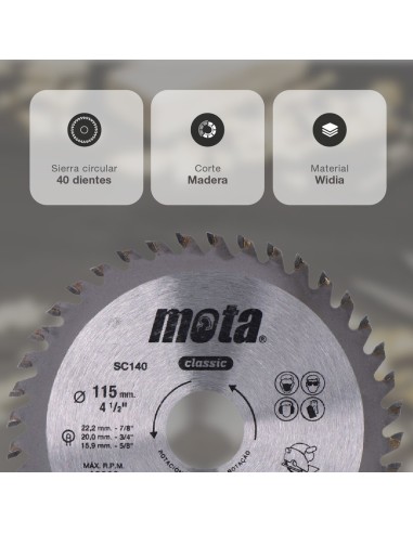 Sierra circular widia 115mm 40 dientes
