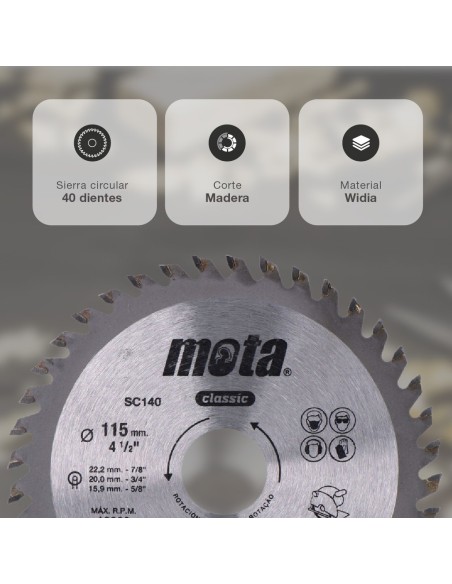 Sierra circular widia 115mm 40 dientes